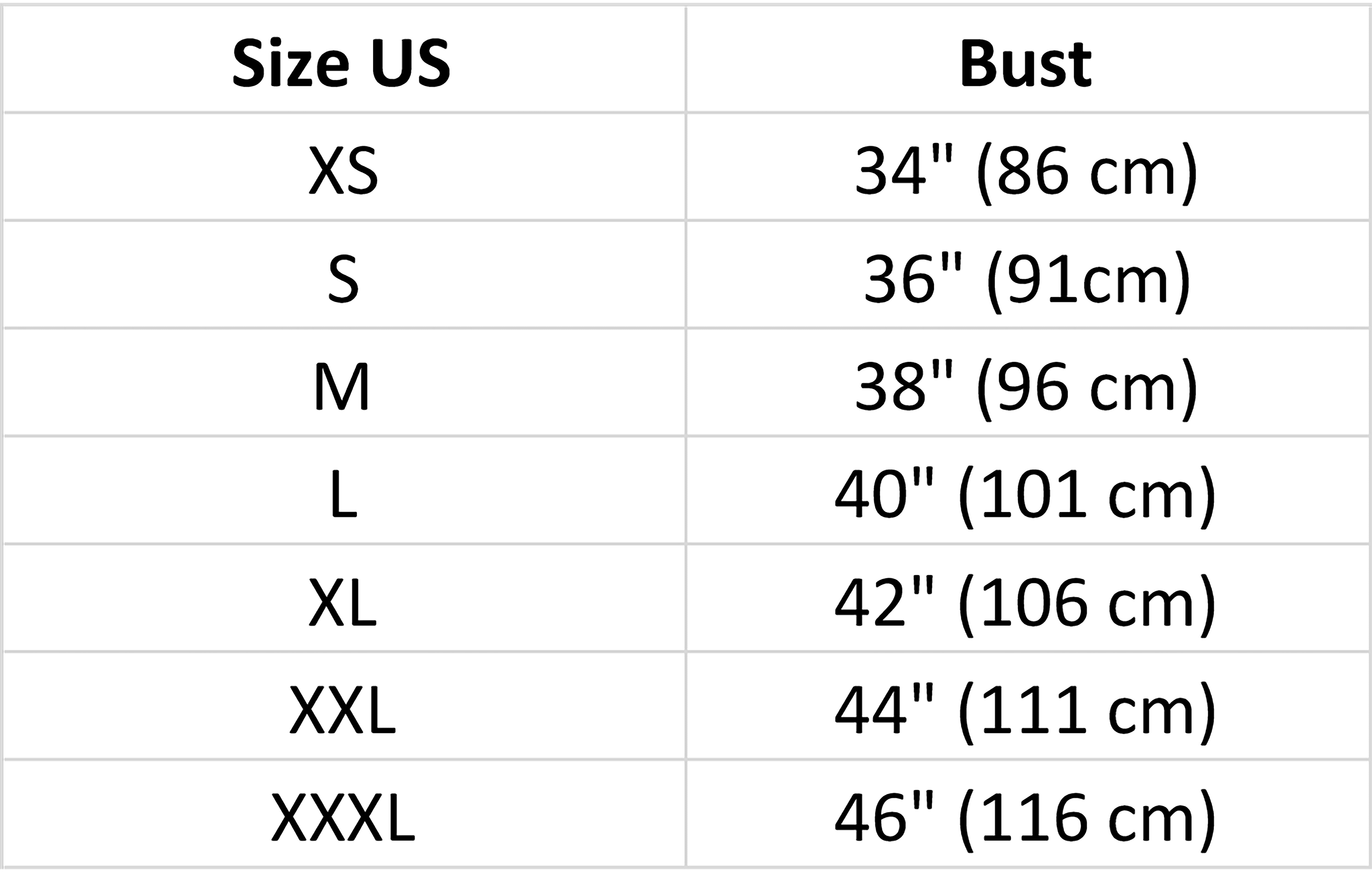 Size Chart: Tops – WRAY