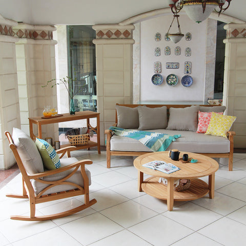 teak wood outdoor set with rocking chair