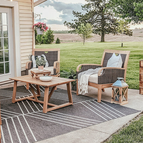 palma teak wood outdoor Conversation set with taupe cushion
