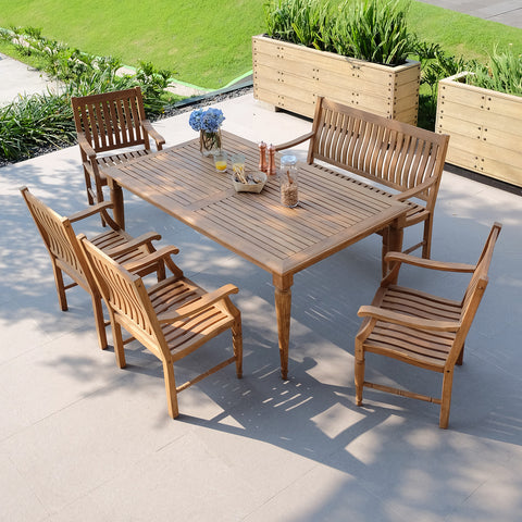 livingstone teak wood 6 set outdoor dining set