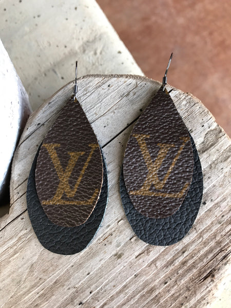 LibertyWest Repurposed Authentic Louis Vuitton & Leather Earrings – Liberty West