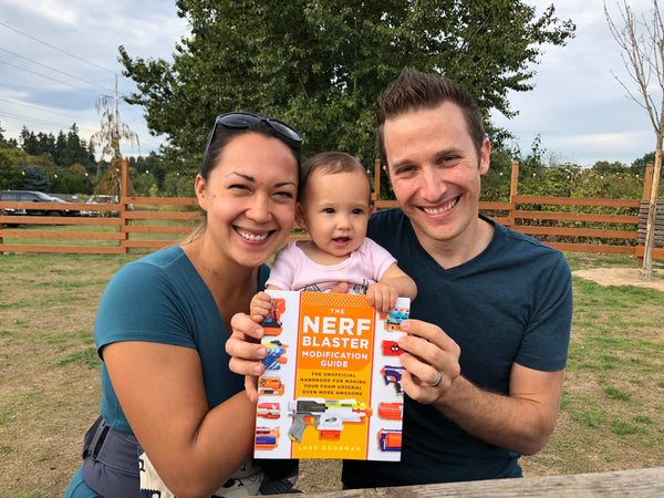 OutofDarts Nerf Mod Guide Book Photo of Luke and Family with book