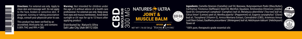 CBD Muscle Rub Label from Nature's Ultra