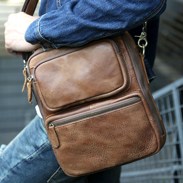 Cool Leather Mens Small Handbags Messenger Bags Shoulder Bag for men – iwalletsmen