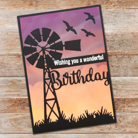 Paper Rose - Windmill Scene With Emu - Metal Cutting Die