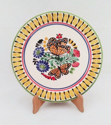 mexican plates folk art hand painted butterfly motives