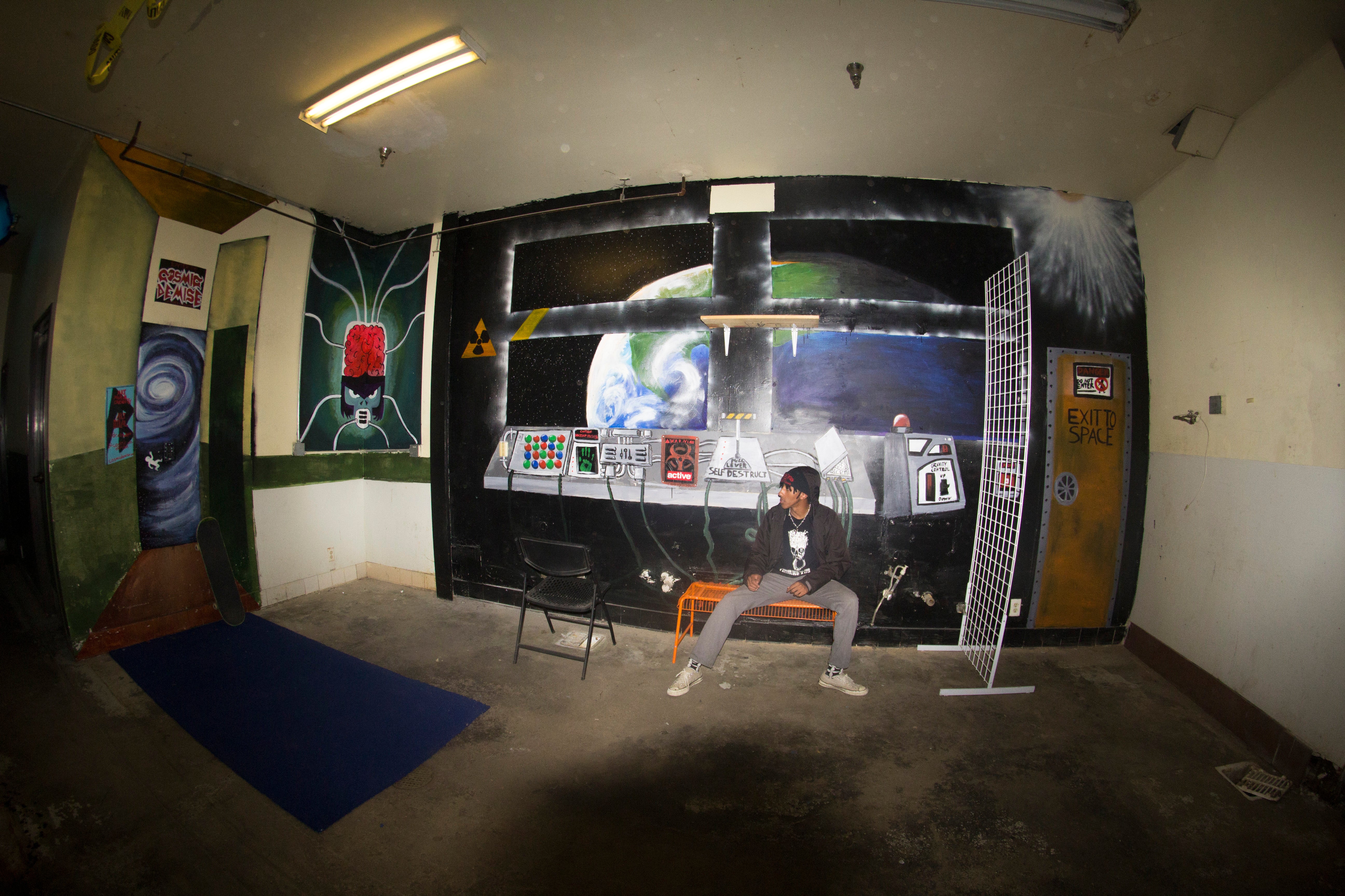 Ali Bilal Art Active Ride Skateshop Mural COSMIC DEMISE