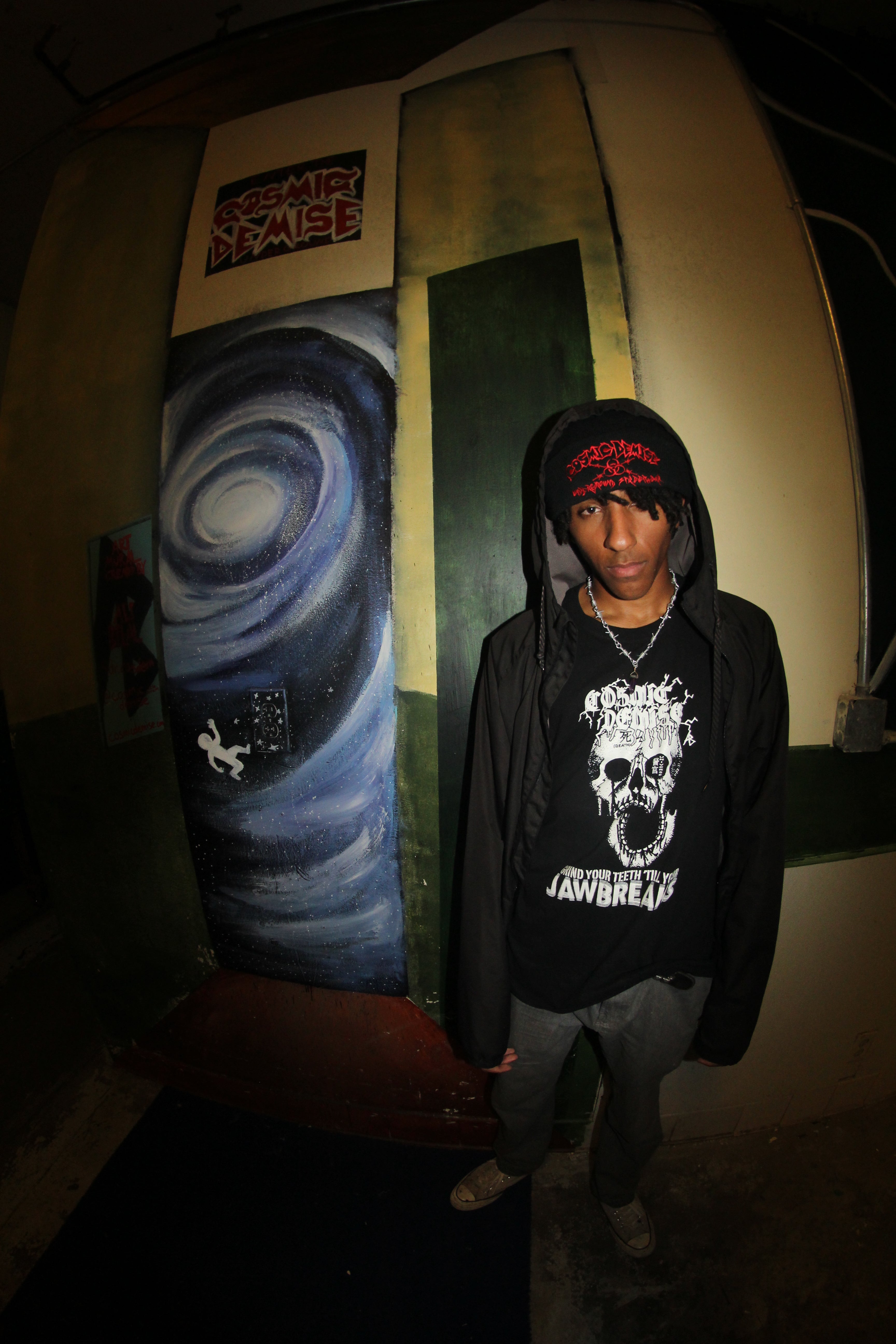 Ali Bilal Art Active Ride Skateshop Mural COSMIC DEMISE