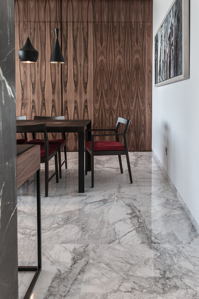 bianco statuario marble work on the floor living room Malta house