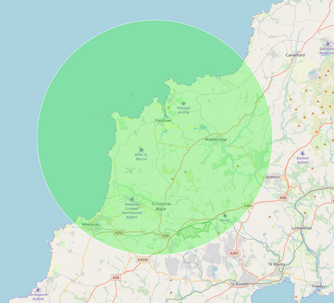 Paws in Padstow local delivery area