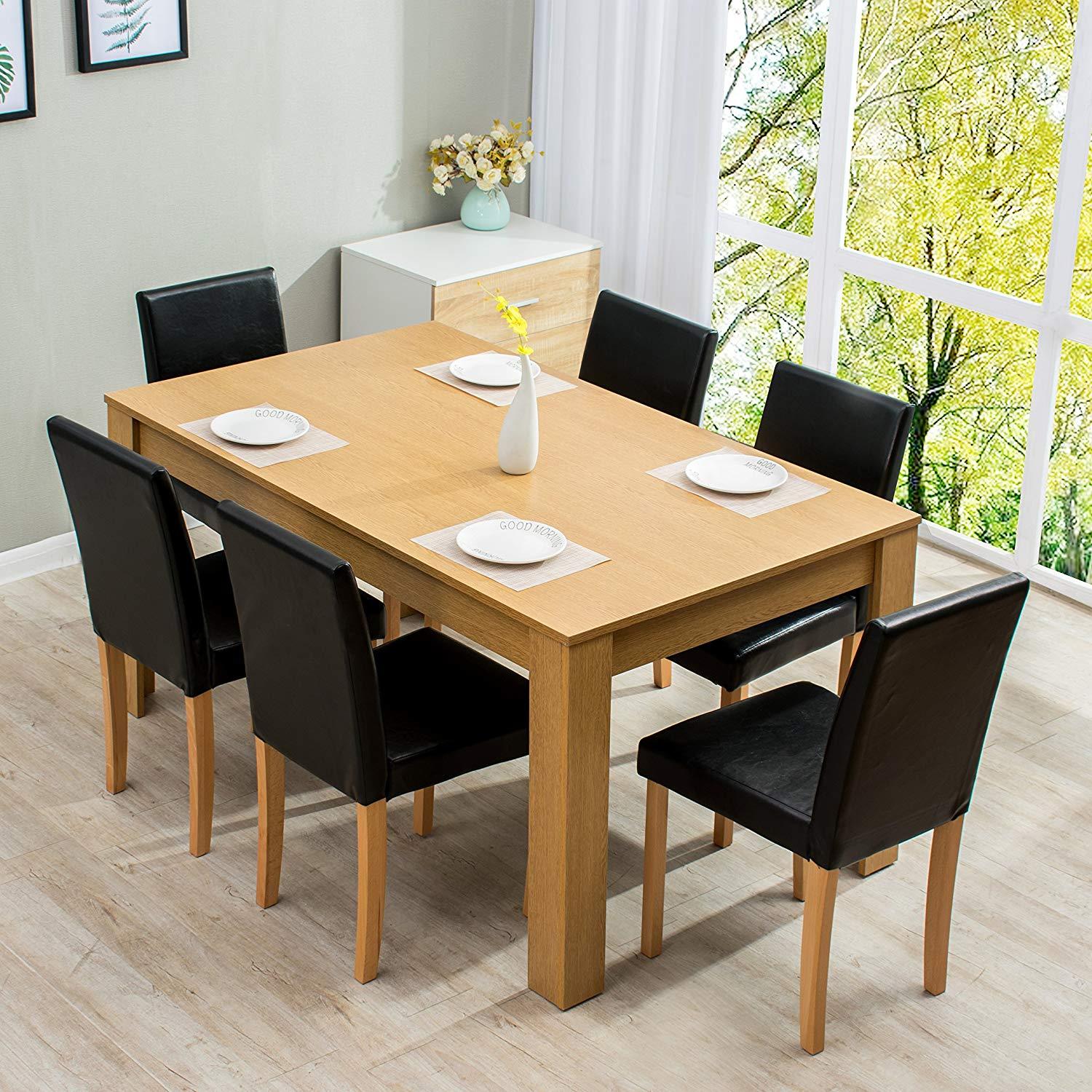 7-Piece Dining Room Set 6-Seater Dining Table with 6 Chairs – DaAl's